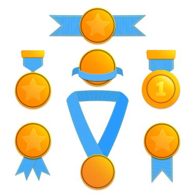 Büyük yıldız madalyaları ve kurdeleli rozetler.