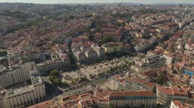 sunny day lisbon cityscape aerial panorama 4k portugal