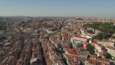 sunny day lisbon cityscape aerial panorama 4k portugal