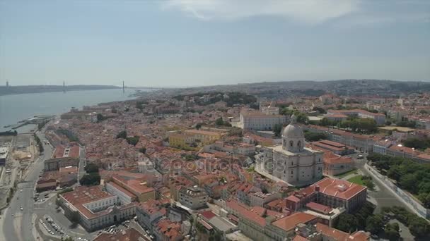 Zomerdag Lissabon Cityscape Baai Antenne Panorama Portugal — Stockvideo