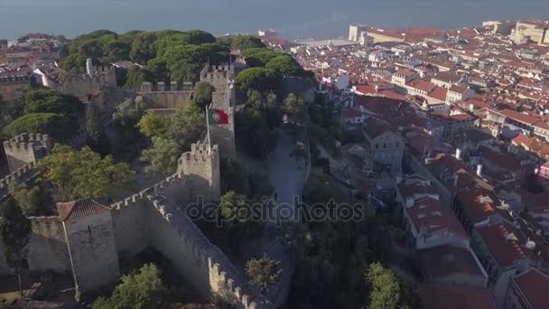 Día Soleado Lisbon Famoso Santo George Castillo Antena Panorama Portugal — Vídeos de Stock
