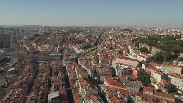 Sunny Day Lisbon Cityscape Aerial Panorama Portugal — 图库视频影像