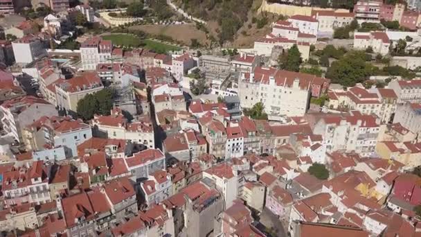 Dag Tijd Lisbon Stadsgezicht Daken Antenne Panorama Portugal — Stockvideo