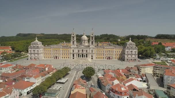 Dia Ensolarado Lisboa Paisagem Urbana Estrela Basílica Quadrado Aéreo Panorama — Vídeo de Stock