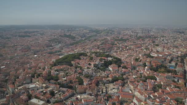 Θερινή Ώρα Lisbon Cityscape Υψηλή Εναέρια Πανόραμα Portugal — Αρχείο Βίντεο