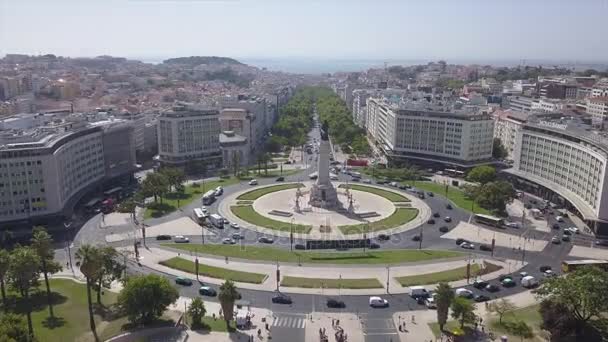 Tag Lissabon Stadt Marquess Von Pombal Quadratischen Luftbildpark Panorama Portugal — Stockvideo