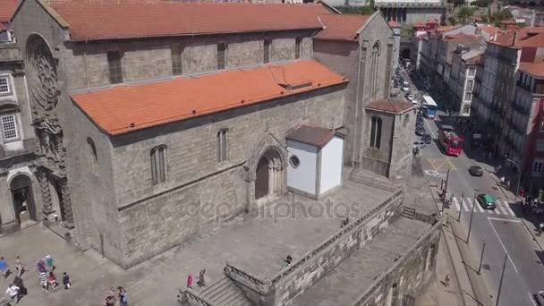 Porto de sao francisco church aerial panorama 4k — стоковое видео