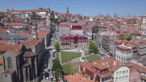 Portugal dia ensolarado porto cidade príncipe henry o navegador monumento aéreo panorama 4k — Vídeo de Stock