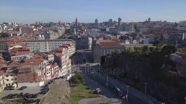 Denní Čas Porto Cityscape Letecké Panorama Portugalština — Stock video