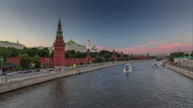 gün batımı alacakaranlık Moskova Nehri kremlin Rating panorama 4 k zaman sukut Rusya