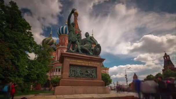 Summer day moscow city red square cathedral monument panorama 4k time lapse russia — Stock Video