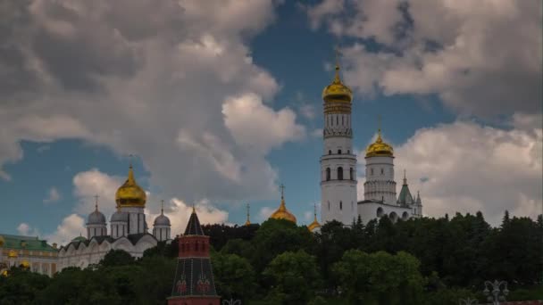 Sommertag moskau berühmt kremlin kirchen panorama 4k zeitraffer russland — Stockvideo