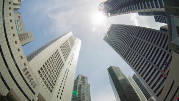 Sonniger Tag singapore Stadt Innenstadt nach oben Ansicht Panorama 4k Zeitraffer — Stockvideo