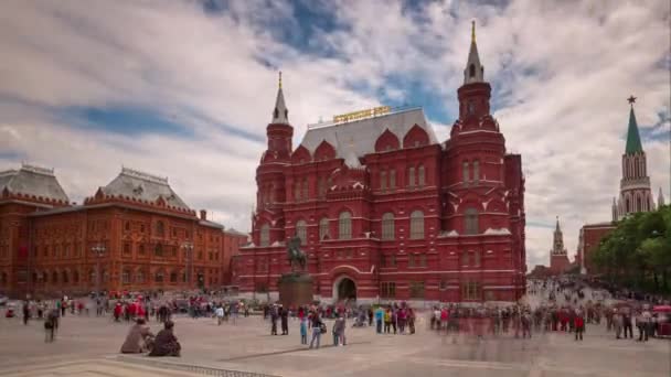 Летний день Москва город Красная площадь с разных сторон панорама 4k времени провал России — стоковое видео