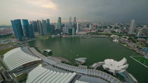 Dzień światło Singapur Miasto słynne ulotki jazdy bay panorama 4k upływ czasu — Wideo stockowe