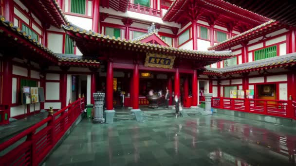Dag tijd singapore stad china tempel ingang zaal panorama 4k time-lapse — Stockvideo