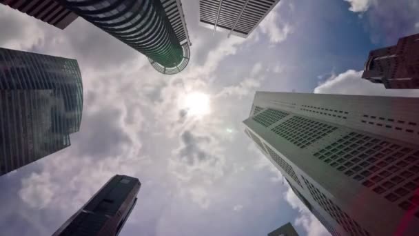 Sunny day singapore city downtown up view panorama 4k time lapse — Stock Video