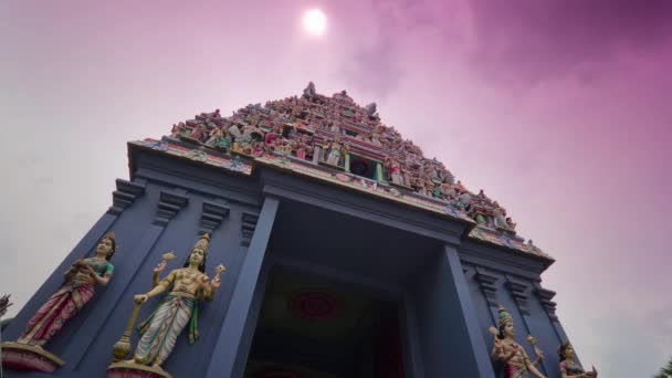 Singapore Stadt Sonne Licht Tempel Frontpanorama 4k Zeitraffer — Stockvideo