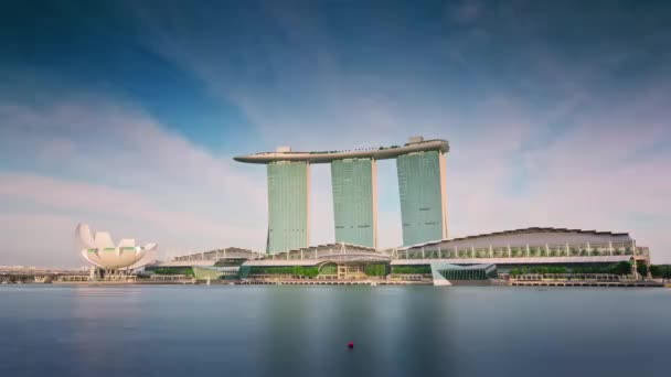 Dia ensolarado singapore cidade famoso marina baía panorama 4k lapso de tempo — Vídeo de Stock
