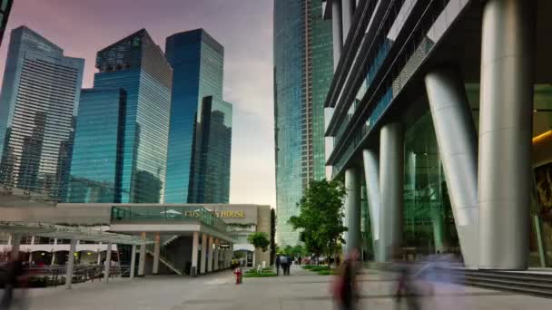 Día singapore ciudad famosa casa de aduanas plaza centro panorama 4k time lapse — Vídeos de Stock