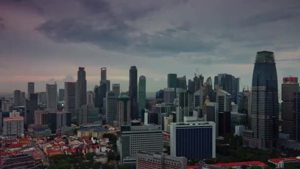夕暮れシンガポールの街並み屋上パノラマ4Kタイムラプス — ストック動画