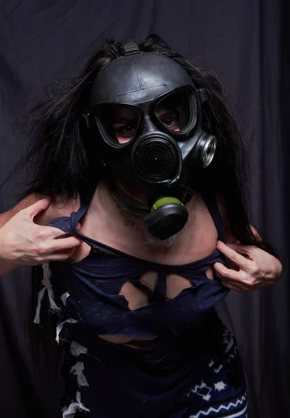 Mädchen Mit Gasmaske Pandemie Virus Covid2019 — Stockfoto