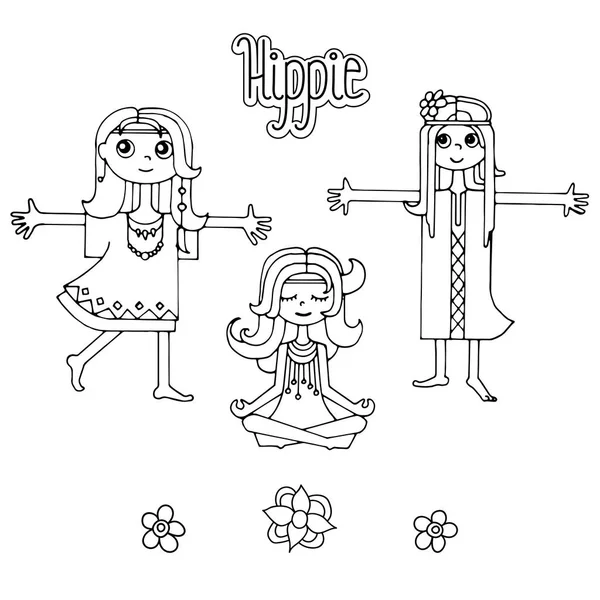 Skupina dívek hippie — Stockový vektor