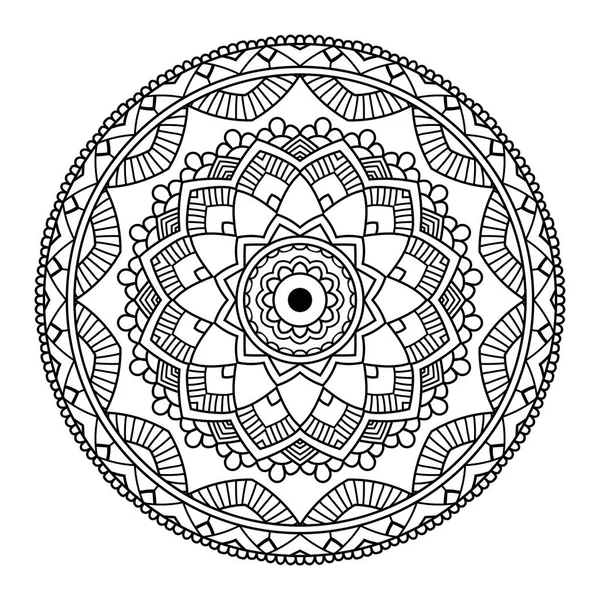 Fekete virágmintával Mandala — Stock Vector