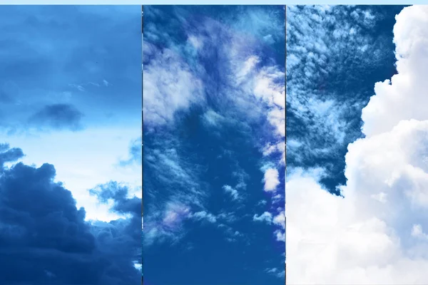 Collage creativo di classico colore blu sul cielo . — Foto Stock