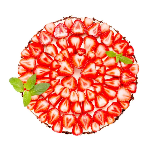 Meyve pasta: çilek ve yumuşak krema ile sünger kek,