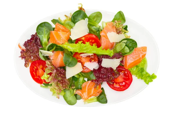 sebze salatası somon ve parmesan peyniri ile