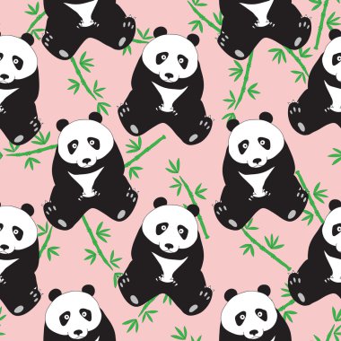 Sevimli pandalar çizilmiş ile Dikişsiz soyut desen