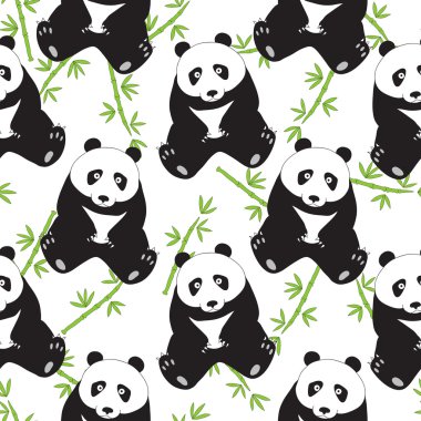 Sevimli pandalar çizilmiş ile Dikişsiz soyut desen