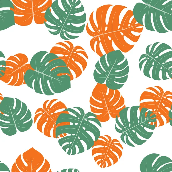 Seamless pattern with hand-drawn tropical monstera — Stock Vector