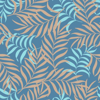 Tropikal yaprakları elle çizilmiş ile Seamless Modeli. 