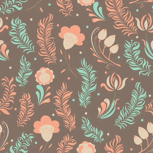 Dikişsiz soyut çizilmiş çiçek desenli
