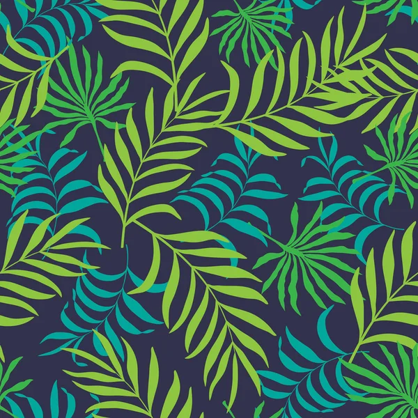 熱帯の葉を手描きでシームレスなパターン. — ストックベクタ