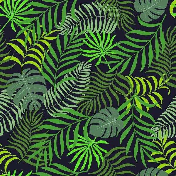 Modèle sans couture avec des feuilles tropicales dessinées à la main . — Image vectorielle