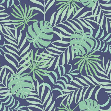 Tropikal yaprakları elle çizilmiş ile Seamless Modeli.