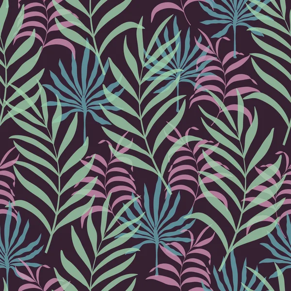 Modèle sans couture avec des feuilles tropicales dessinées à la main . — Image vectorielle