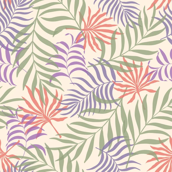 Tropischen Hintergrund mit Palmblättern. nahtloses Blumenmuster — Stockvektor