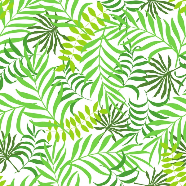 Palm trópusi háttér levelek. Varrat nélküli virágmintás — Stock Vector