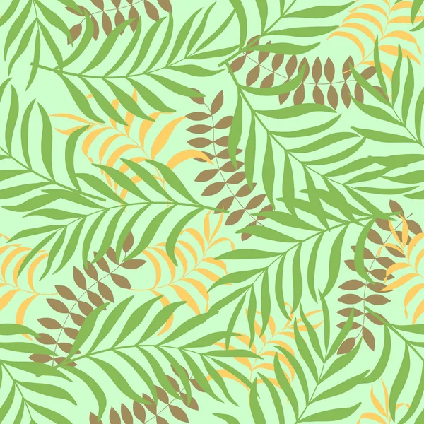 Fond tropical avec des feuilles de palmier. Modèle floral sans couture — Image vectorielle