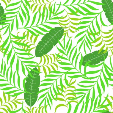 Tropikal yapraklarla çizilmiş üç seamless modeli kümesi