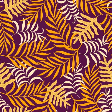 Palm ile tropikal arka plan bırakır. Sorunsuz çiçek desenli