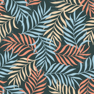 Palm ile tropikal arka plan bırakır. Sorunsuz çiçek desenli