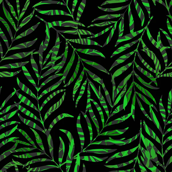 Fondo tropical con hojas de palma. Patrón floral sin costuras — Vector de stock