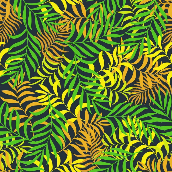 Fond tropical avec des feuilles de palmier. Modèle floral sans couture — Image vectorielle