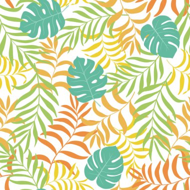Palm ile tropikal arka plan bırakır. Sorunsuz çiçek desenli