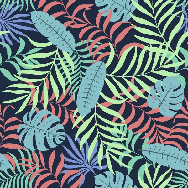 Тропічний фон з пальмовим листям. Безшовний квітковий візерунок — стоковий вектор